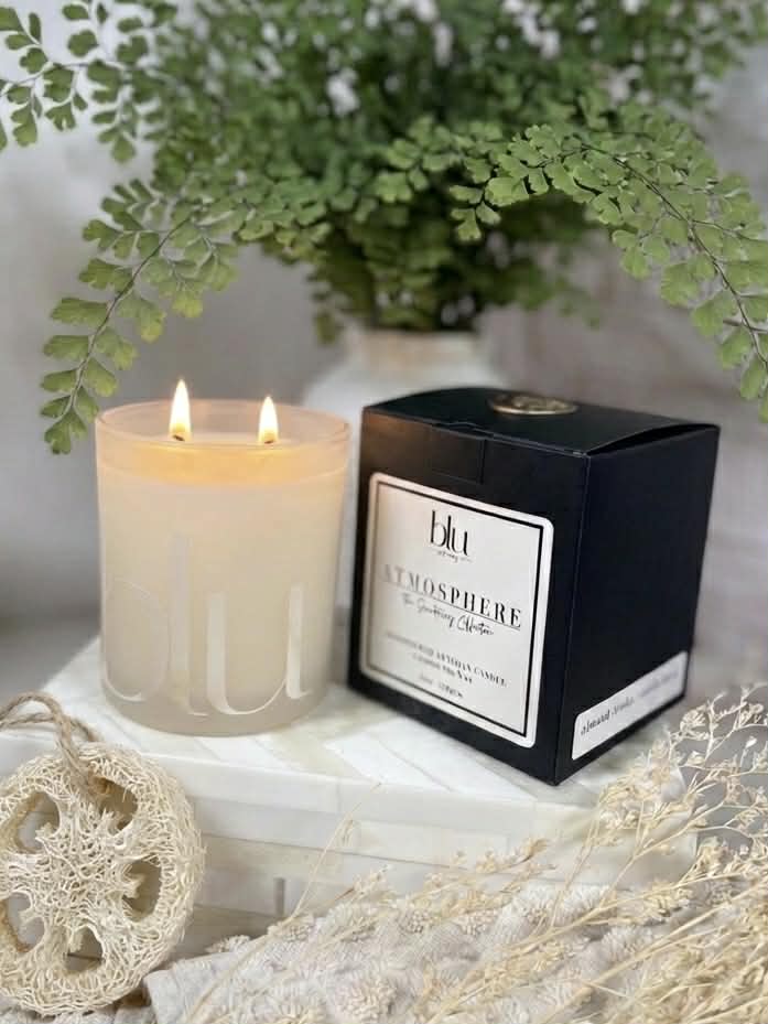 Soothe Artisan Candle by Atmosphere by BLU - Almond, Tonka Bean, and Honey scent for a calming home sanctuary