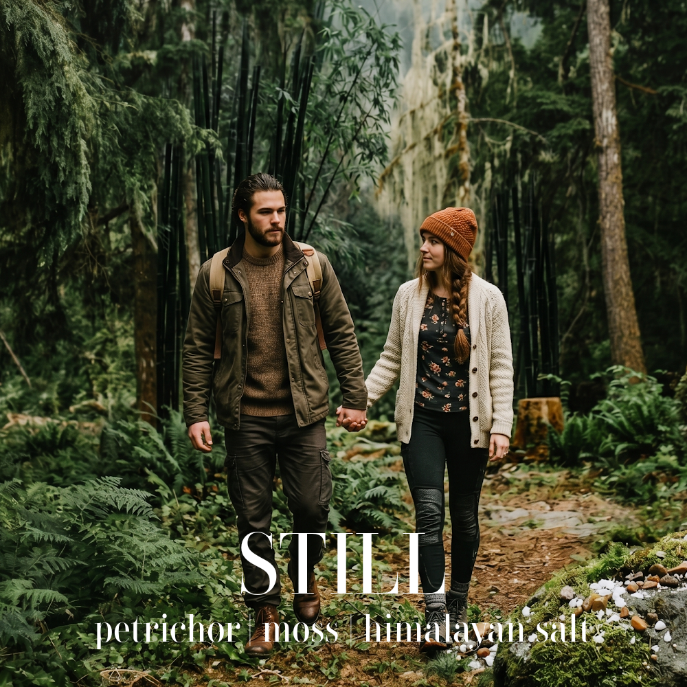 Still Artisan Canle Two people walking hand in hand through a forest with the word 'STILL' overlayed.