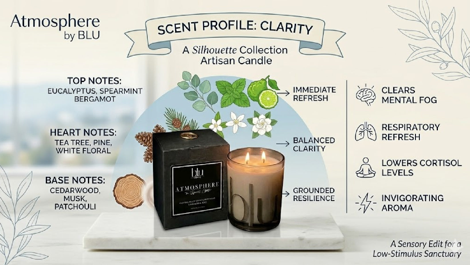 the environmental edit for a sensory reset in our clairity artisan candle