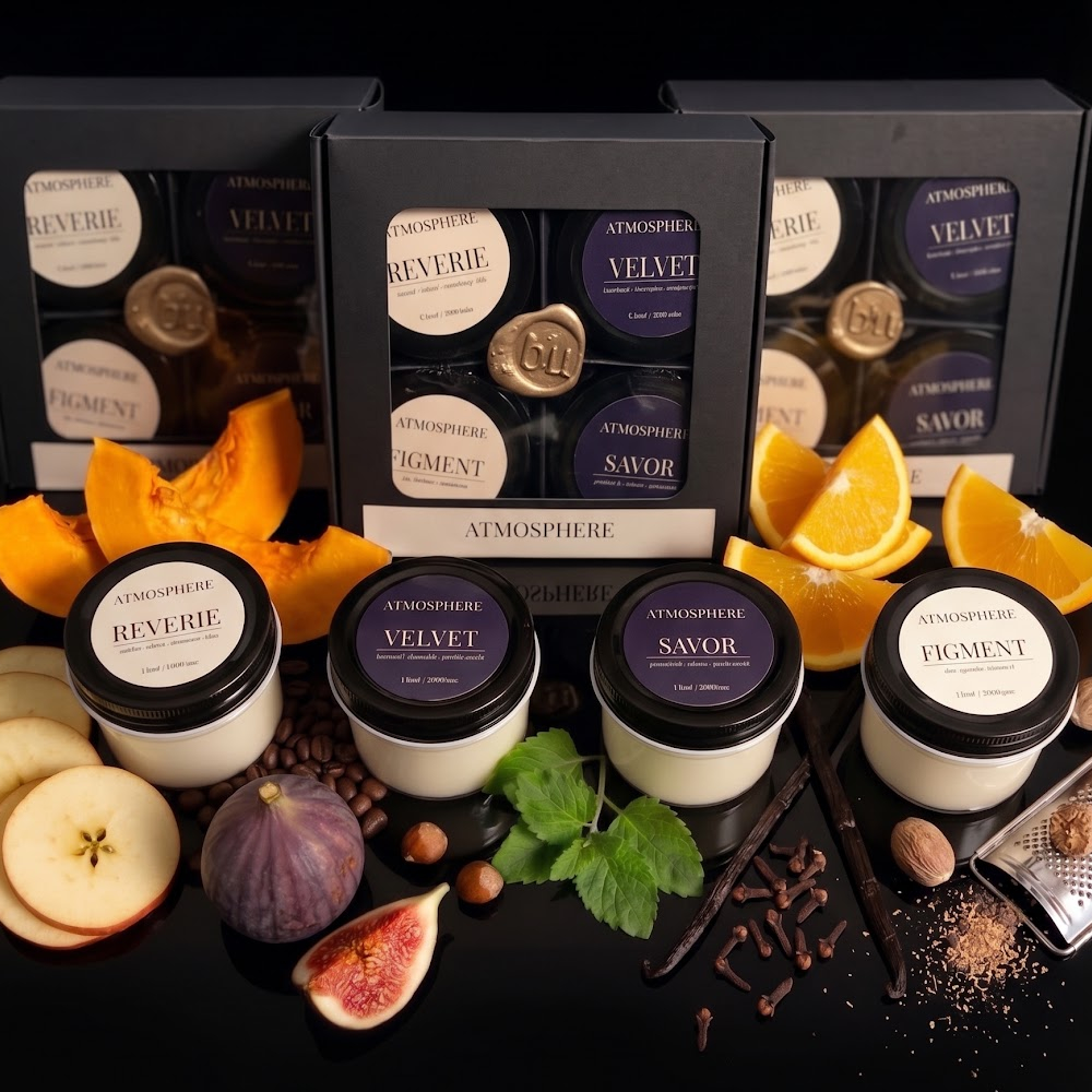 Autumn candle discovery flight gift set with four 3.5oz candles, matches, and gold wax seal